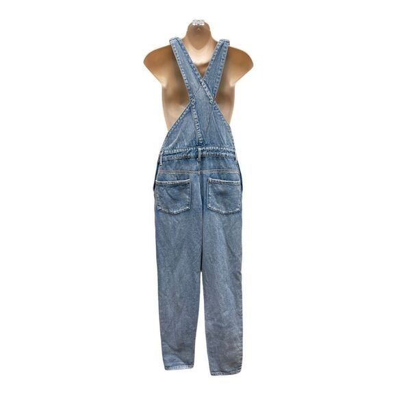 Fashion Nova Light Denim Distressed Blue Overalls Sz S Country Western Festival - Picture 3 of 6